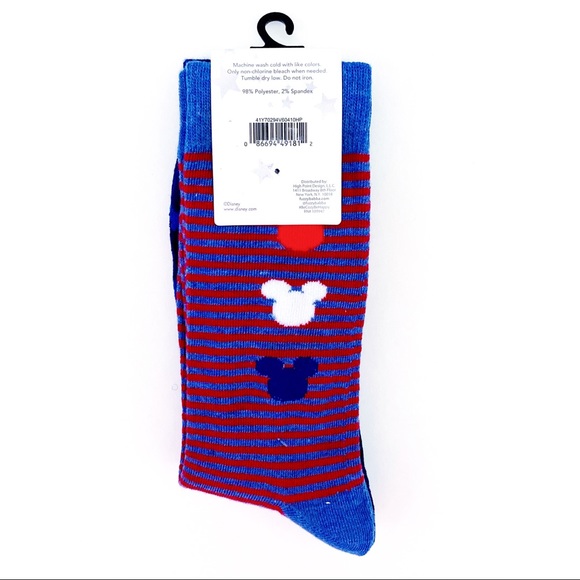 🆕 Disney Mickey Mouse Red White Blue Crew Socks - Picture 5 of 7